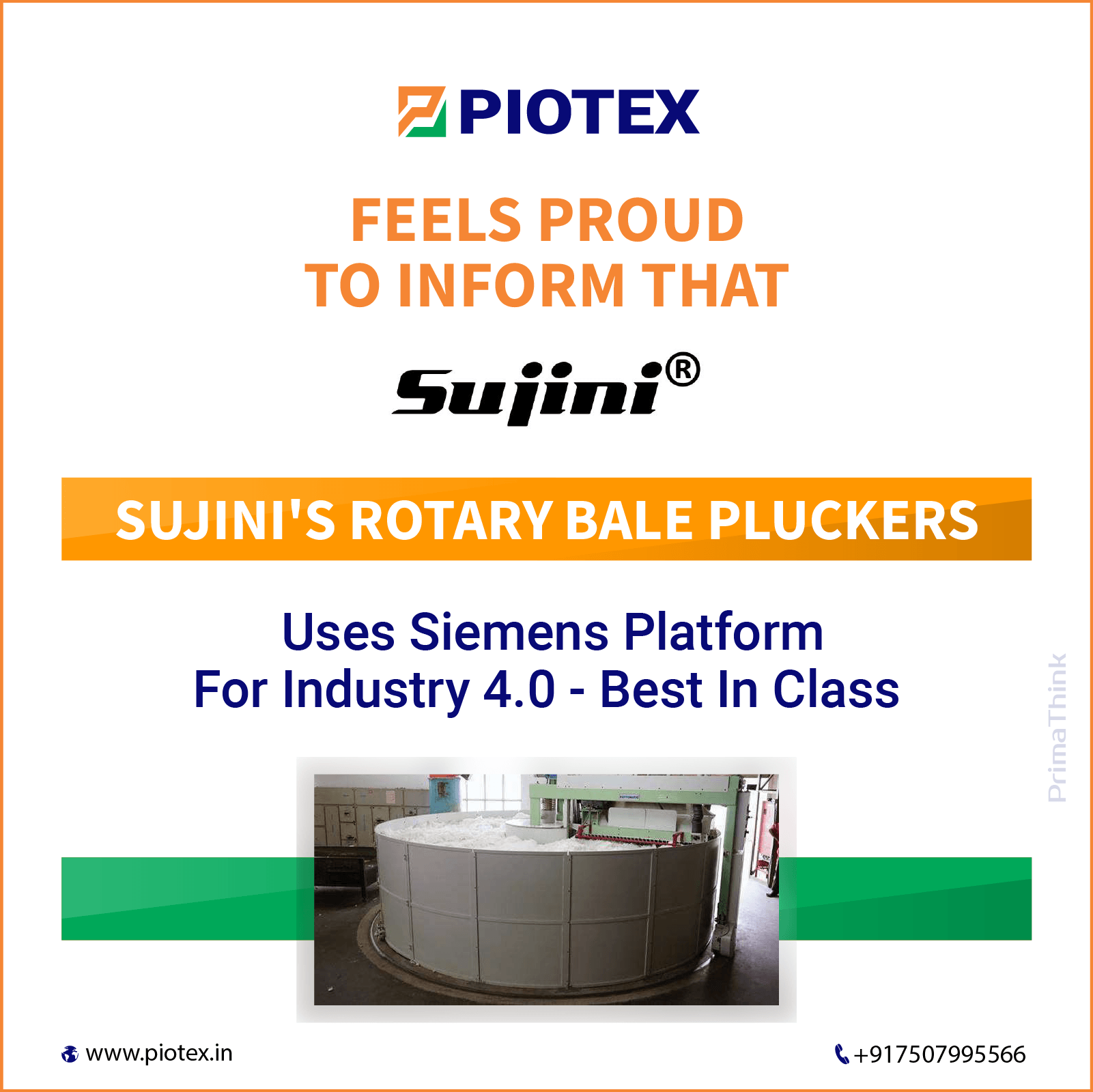 Sujini Rotary Bale Pluckers uses Siemens Platform for Industry 4.0